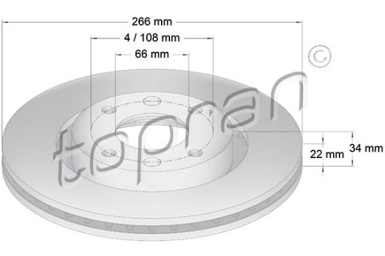 Obrázok Brzdový kotúč TOPRAN COATED 720247