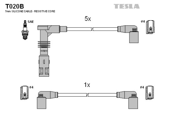 Obrázok Sada zapaľovacích káblov TESLA  T020B