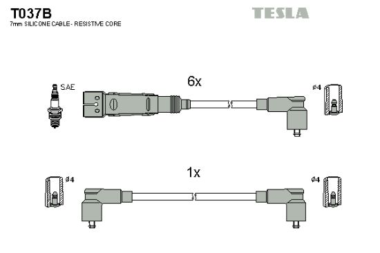 Obrázok Sada zapaľovacích káblov TESLA  T037B