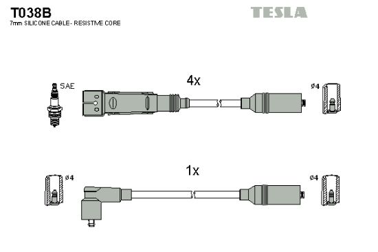 Obrázok Sada zapaľovacích káblov TESLA  T038B