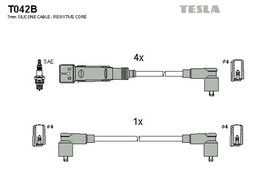Obrázok Sada zapaľovacích káblov TESLA  T042B