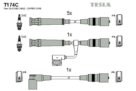 Obrázok Sada zapaľovacích káblov TESLA  T174C