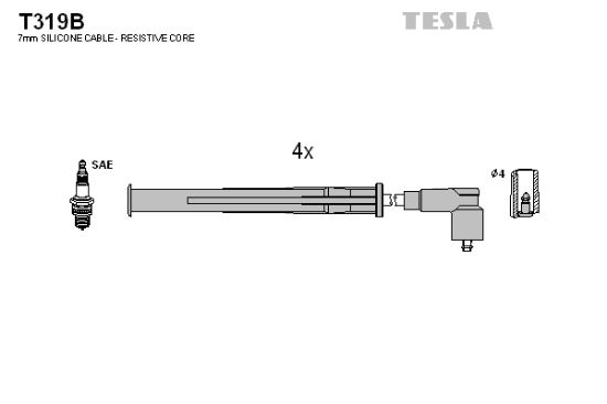Obrázok Sada zapaľovacích káblov TESLA  T319B