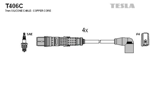 Obrázok Sada zapaľovacích káblov TESLA  T406C