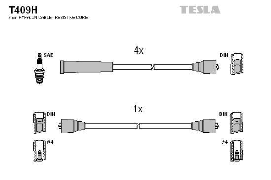 Obrázok Sada zapaľovacích káblov TESLA  T409H