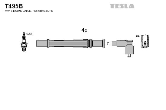 Obrázok Sada zapaľovacích káblov TESLA  T495B