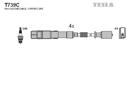 Obrázok Sada zapaľovacích káblov TESLA  T739C