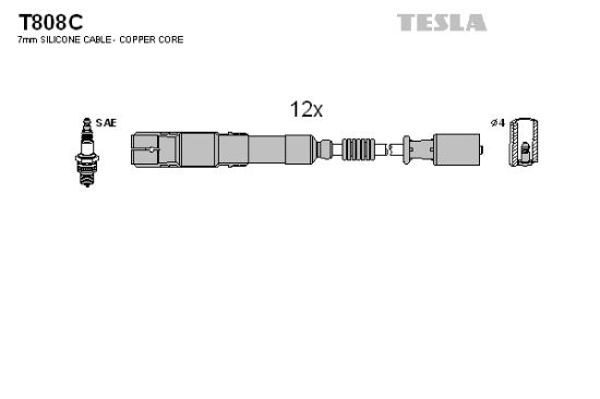 Obrázok Sada zapaľovacích káblov TESLA  T808C