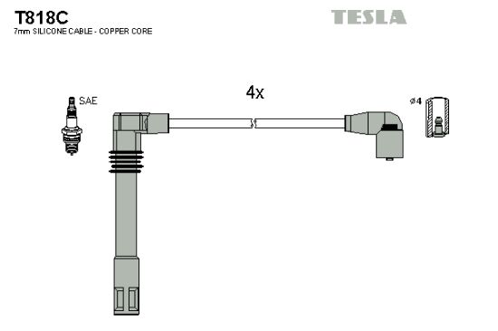 Obrázok Sada zapaľovacích káblov TESLA  T818C