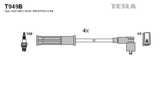 Obrázok Sada zapaľovacích káblov TESLA  T949B