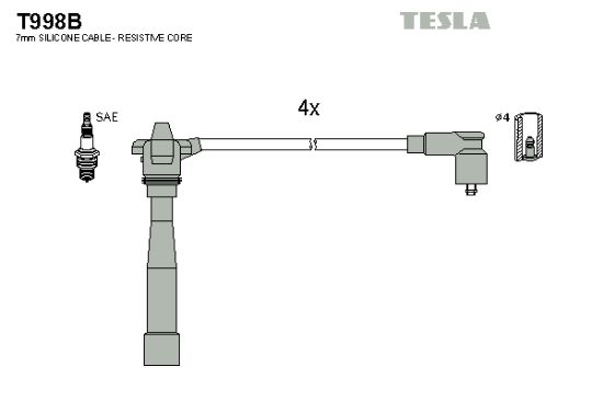 Obrázok Sada zapaľovacích káblov TESLA  T998B