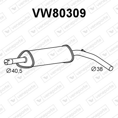 Obrázok Stredný tlmič výfuku VENEPORTE  VW80309