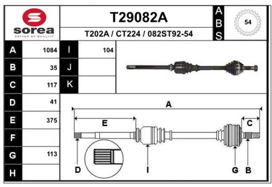 Obrázok Hnací hriadeľ EAI  T29082A