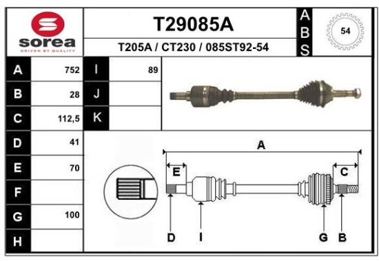 Obrázok Hnací hriadeľ EAI  T29085A
