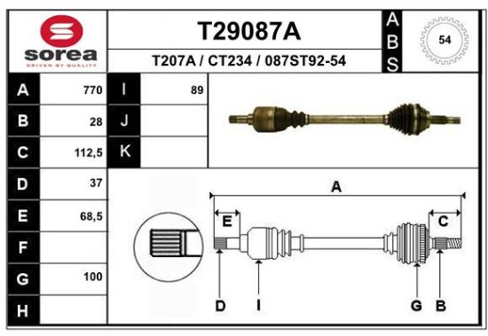 Obrázok Hnací hriadeľ EAI  T29087A