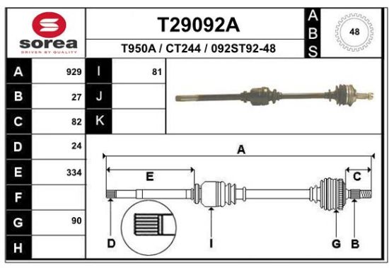 Obrázok Hnací hriadeľ EAI  T29092A