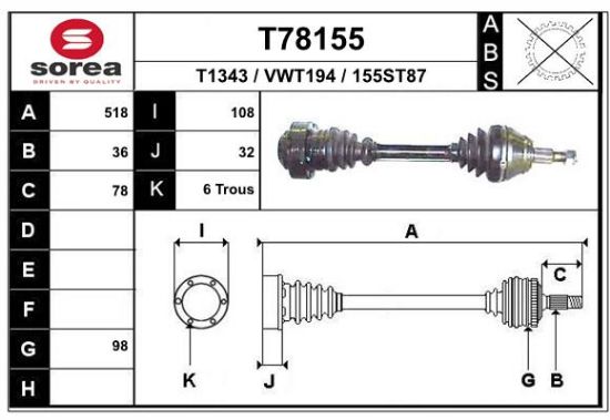 Obrázok Hnací hriadeľ EAI  T78155