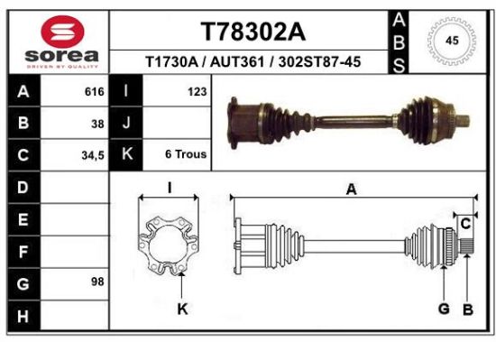 Obrázok Hnací hriadeľ EAI  T78302A