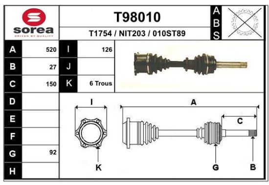 Obrázok Hnací hriadeľ EAI  T98010