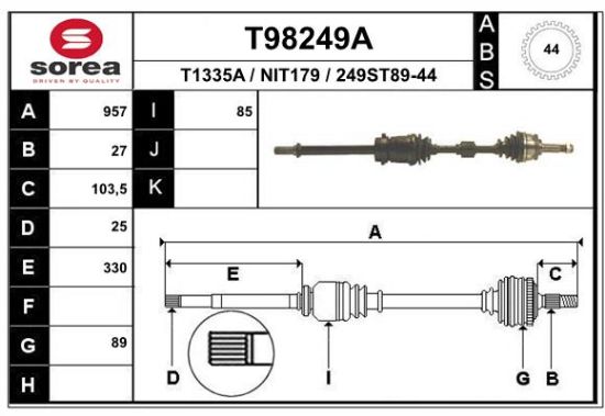 Obrázok Hnací hriadeľ EAI  T98249A