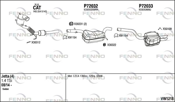 Obrázok Výfukový systém FENNO  VW1218