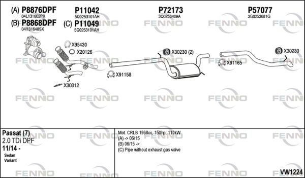 Obrázok Výfukový systém FENNO  VW1224
