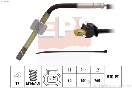 Obrázok Snímač teploty výfukových plynov EPS Made in Italy - OE Equivalent 1220080