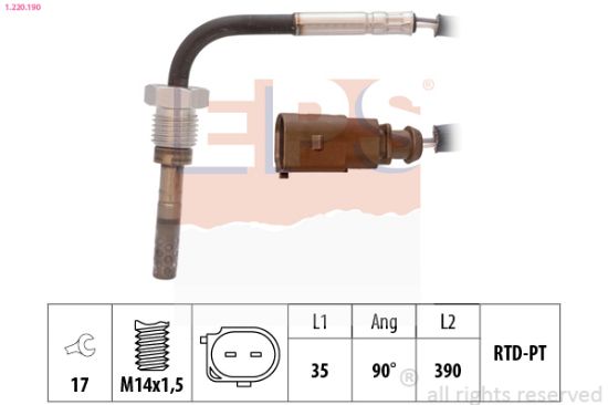 Obrázok Snímač teploty výfukových plynov EPS Made in Italy - OE Equivalent 1220190
