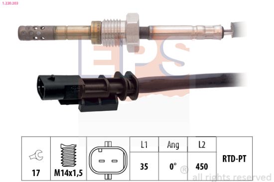 Obrázok Snímač teploty výfukových plynov EPS Made in Italy - OE Equivalent 1220203