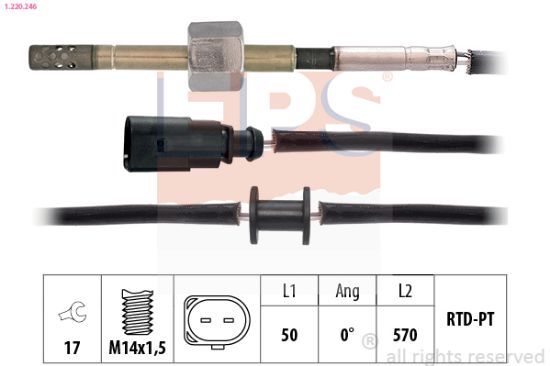 Obrázok Snímač teploty výfukových plynov EPS Made in Italy - OE Equivalent 1220246