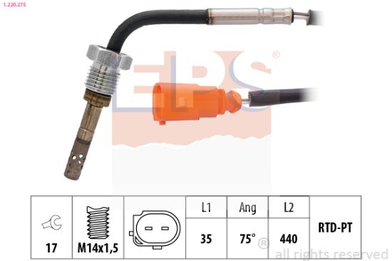 Obrázok Snímač teploty výfukových plynov EPS Made in Italy - OE Equivalent 1220275
