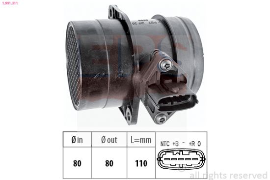 Obrázok Merač hmotnosti vzduchu EPS Made in Italy - OE Equivalent 1991311