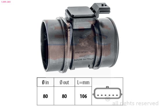 Obrázok Merač hmotnosti vzduchu EPS Made in Italy - OE Equivalent 1991361