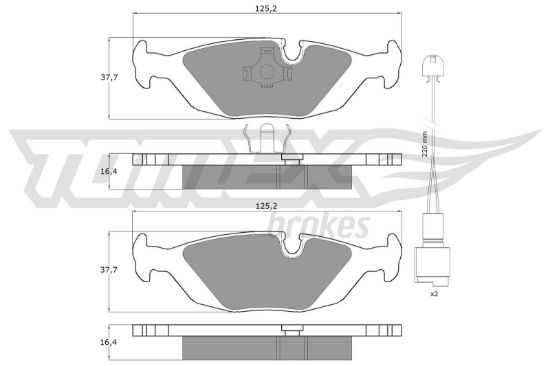 Obrázok Sada brzdových platničiek kotúčovej brzdy TOMEX Brakes  TX11301