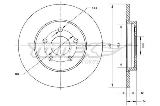 Obrázok Brzdový kotúč TOMEX Brakes  TX7053