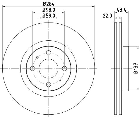 Obrázok Brzdový kotúč HELLA PAGID PRO 8DD355102391