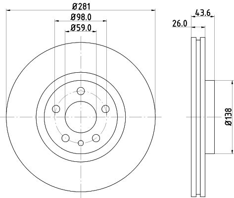 Obrázok Brzdový kotúč HELLA PAGID PRO 8DD355104451