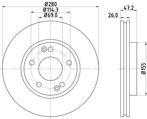 Obrázok Brzdový kotúč HELLA PAGID PRO 8DD355118151