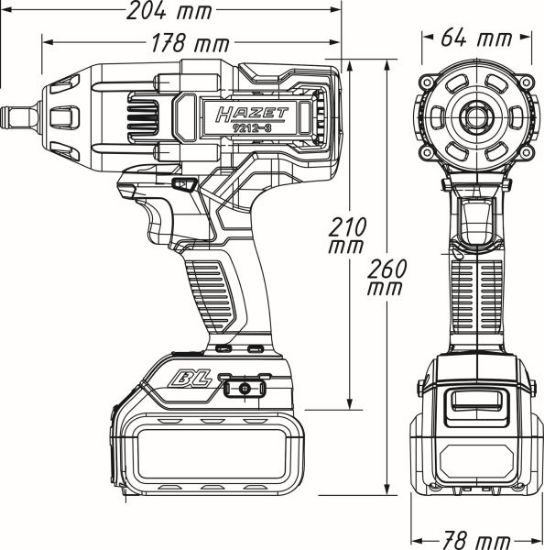Obrázok Rázový uťahovák (akumulátor) HAZET Cordless impact wrench 92123