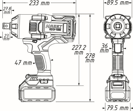 Obrázok Rázový uťahovák (akumulátor) HAZET Cordless impact wrench 921310004