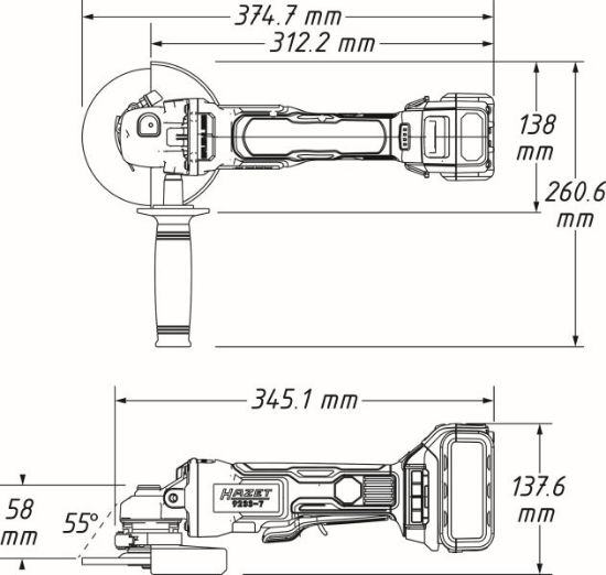 Obrázok Uhlová brúska (akumulátor) HAZET Cordless right-angle grinder 923374