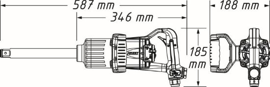 Obrázok Rázový uťahovák (stlačený vzduch) HAZET Impact wrench long spindle 9014P1