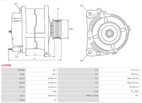 Obrázok Alternátor AS-PL Brand new |  | Alternators | LR1190-933 A2098S