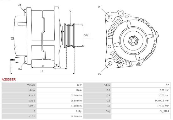 Obrázok Alternátor AS-PL Remanufactured |  | Alternators A3053SR