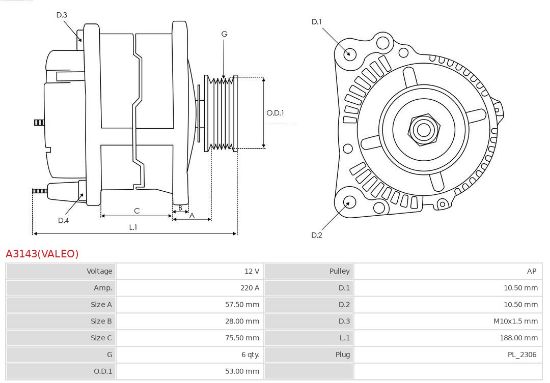 Obrázok Alternátor AS-PL Brand new | Valeo | Alternators A3143VALEO
