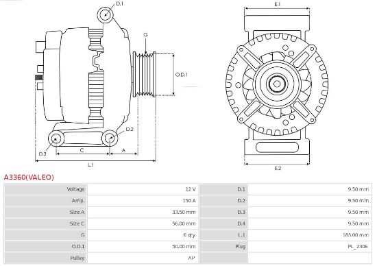 Obrázok Alternátor AS-PL Brand new | Valeo | Alternators A3360VALEO