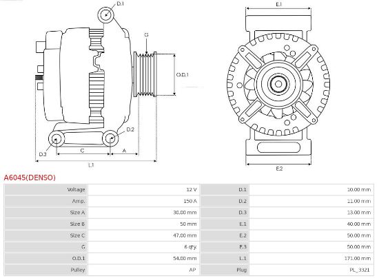Obrázok Alternátor AS-PL Brand new | Denso | Alternators A6045DENSO