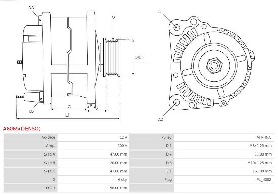 Obrázok Alternátor AS-PL Brand new | Denso | Alternators A6065DENSO