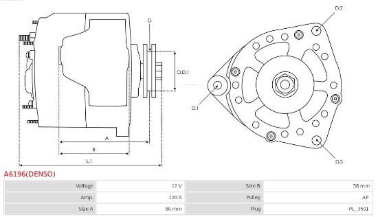 Obrázok Alternátor AS-PL Brand new | Denso | Alternators A6196DENSO