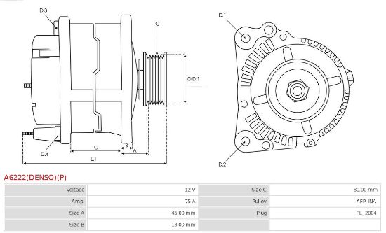 Obrázok Alternátor AS-PL Brand new | Denso | Alternators A6222DENSOP